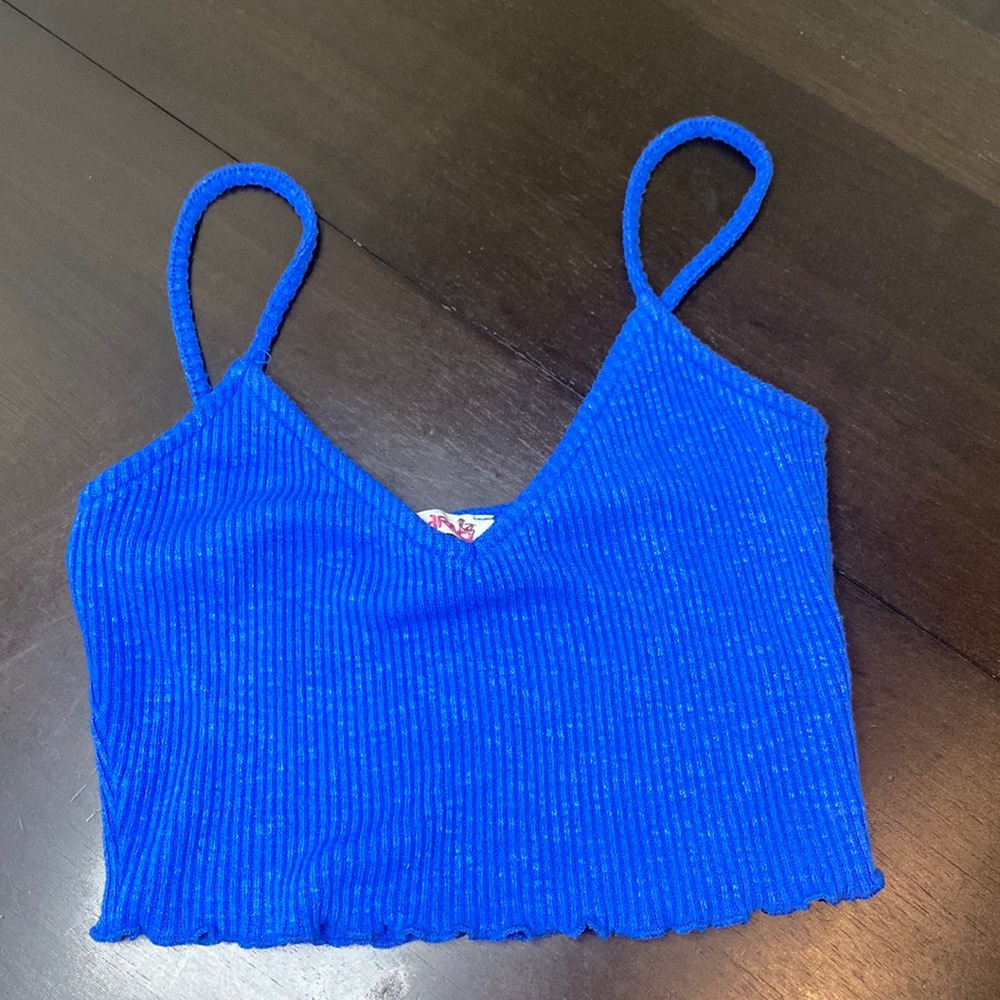 Blue Spaghetti Strap Crop top